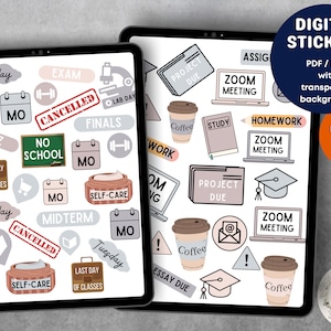 Schüler Sticker - SCHULE digital STICKER für digitalen Planner - Printable Planner Schulaufkleber - College Sticker digital