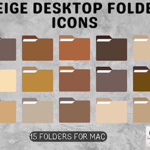 15 Desktop Folder Icons, DEEP BEIGES, Neutral Icons, MacBook, iMac, Windows, Business, Study and Personal