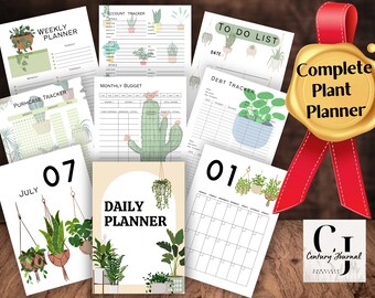 Plant Theme Planner Bundle, Undated, Weekly, Monthly (Printable Download)