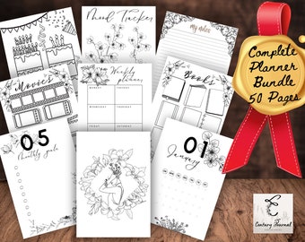 Floral Planner Bundle – Printable Bullet Journal, Monthly & Weekly Inserts (Digital Download)