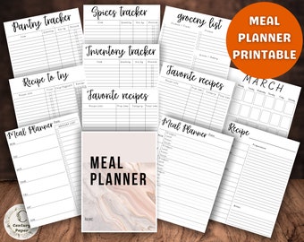 Meal Planner Printable Bundle – Weekly, Monthly, Recipes (Digital Download)