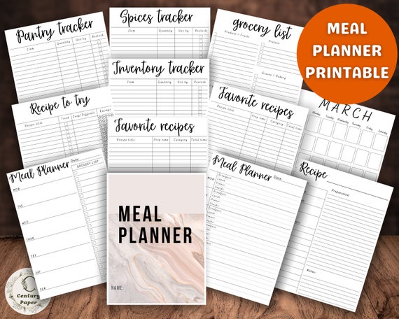 Meal Planner Printable Bundle Weekly Meal Planner Grocery | Etsy