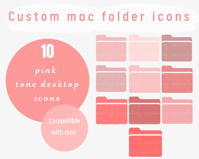 DESKTOP FOLDER ICONS Pink Mac Desktoppink Desktop Etsy