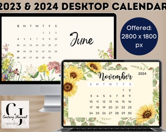 2023-2024 Botanical Desktop Calendar Wallpaper (Digital Download)