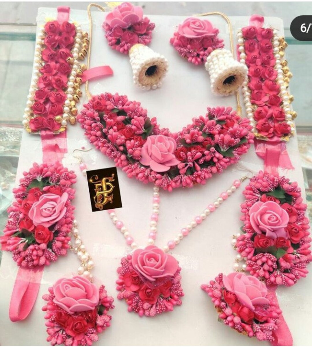 Pink Artificial Flower Jewelry Bridal Bridesmaid Floral Etsy