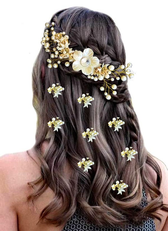 Combo Bridal Hair Accessories Set / Gajra Bun /hair Pins/juda - Etsy Finland Combo Bridal Hair Accessories Set / Gajra Bun /hair Pins/juda - Etsy Finland