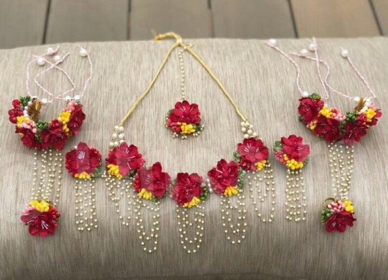 Multicolor Artificial Flower Jewelry Bridal Bride Bridesmaid Etsy