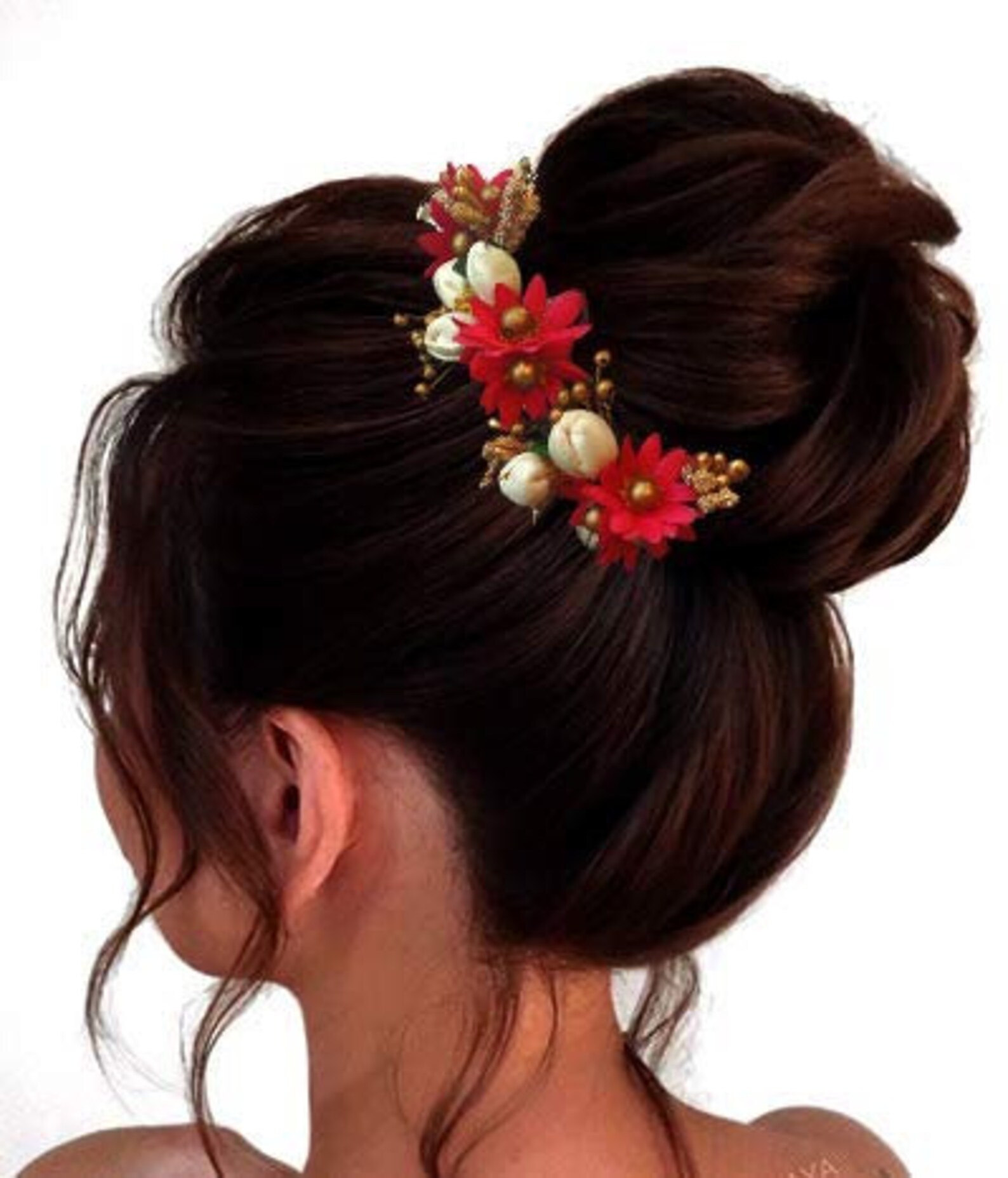 Indian Hair accessories Red Hair Gajra Artificial Flower Etsy