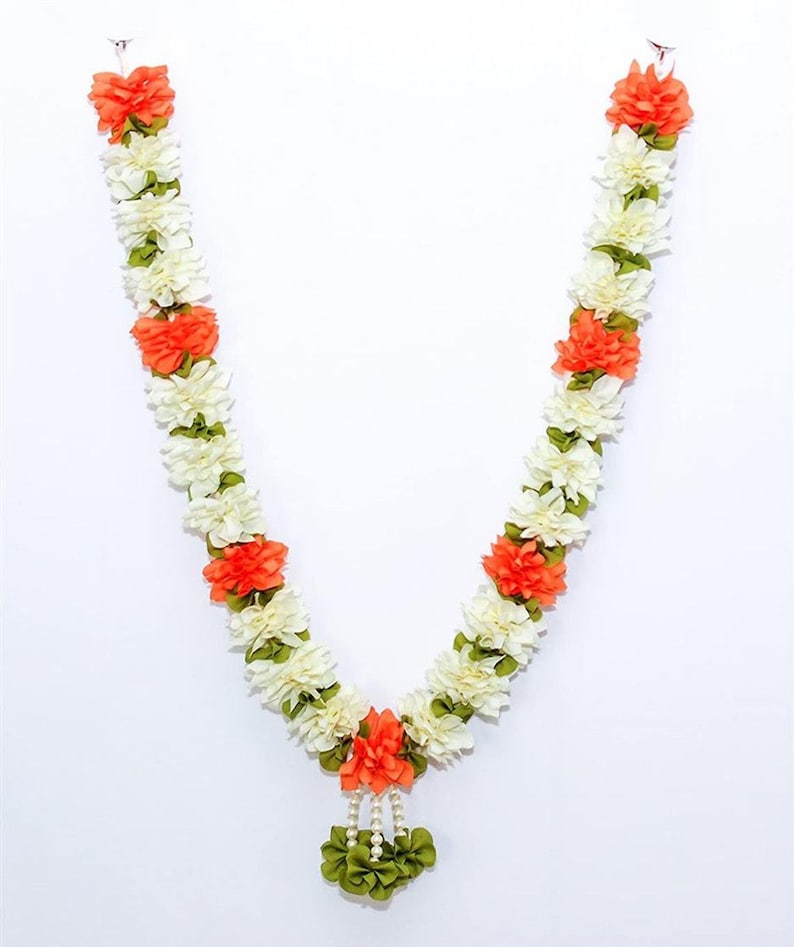 White Jasminum Artificial Marigold Garland Puja Mala Handmade Etsy