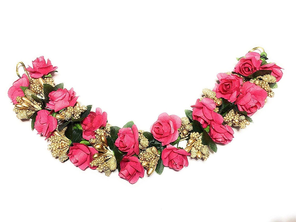 Indian Hair accessories Pink Gajra Artificial Flower Jewelry Etsy