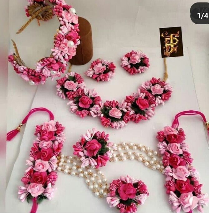 Pink Artificial Flower Jewelry Bridal Bridesmaid Floral Etsy UK