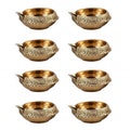Diwali Special Indian Wedding Handmade Indian Engraved Design Brass Kuber Diya Lamp (7.01 cm x 7.01 cm x 4.39 cm)