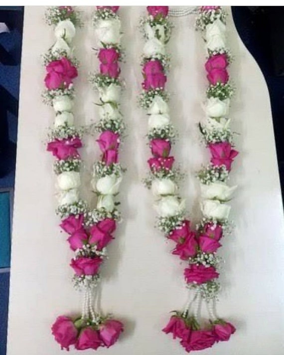 Pack Of 2 Artificial Rose Milni Mala Varmala garland puja mala wedding mala 2022 sagan garland honor garland wedding garland