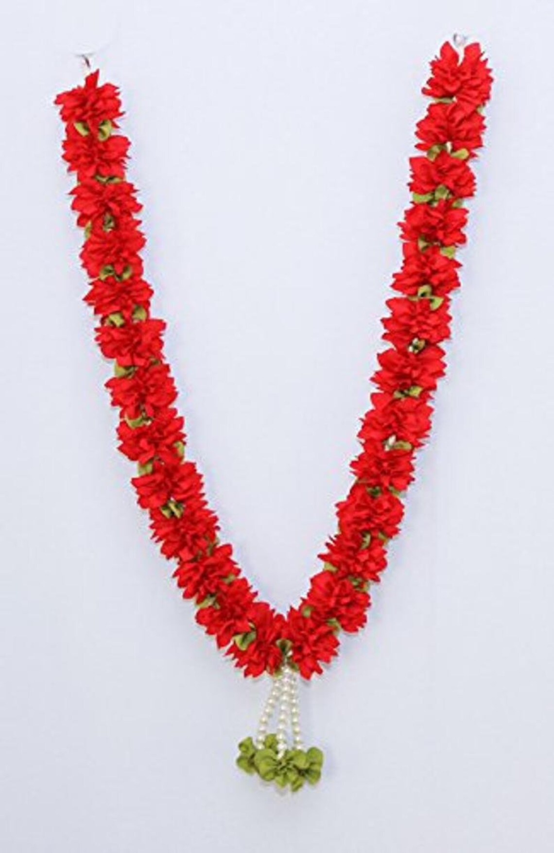 Red Jasmine Artificial Marigold Garland Puja Mala Handmade Etsy