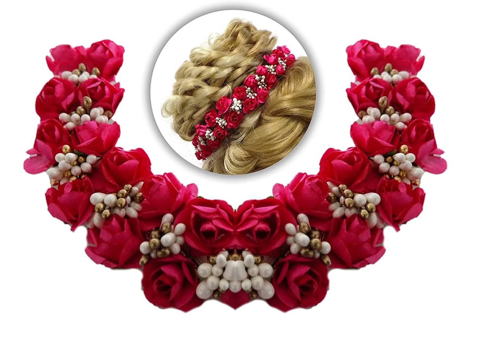 Indian Hair accessories Red Gajra Artificial Flower Jewelry Etsy