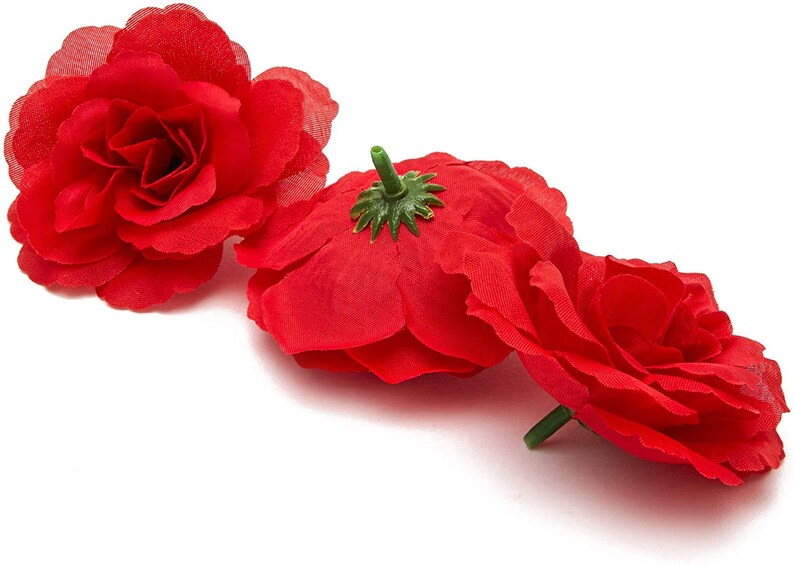 Red Artificial Silk Red Rose Flower Heads for Home Party Etsy