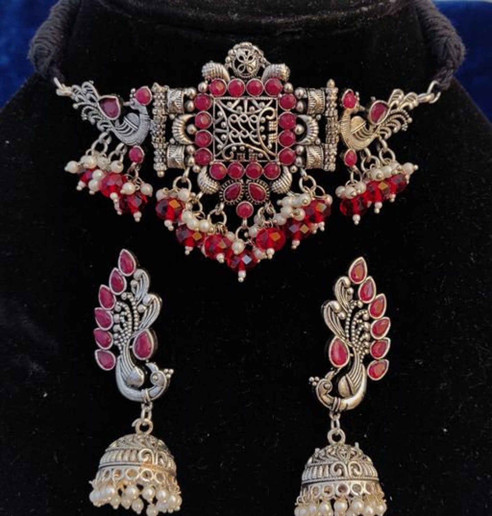 Beautiful Traditional German Silver Artificial Stone Necklace Etsy