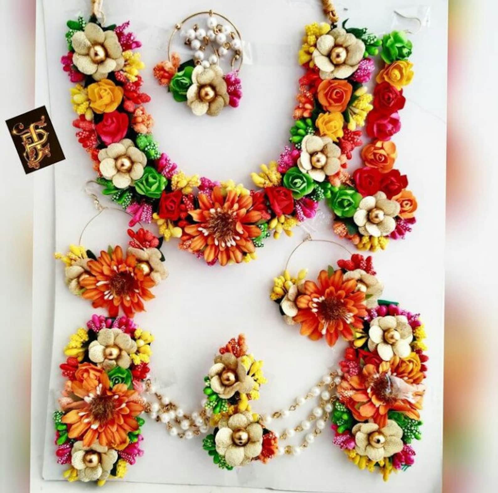 Multicolor Artificial Flower Jewelry Bridal Bridesmaid Floral Etsy UK