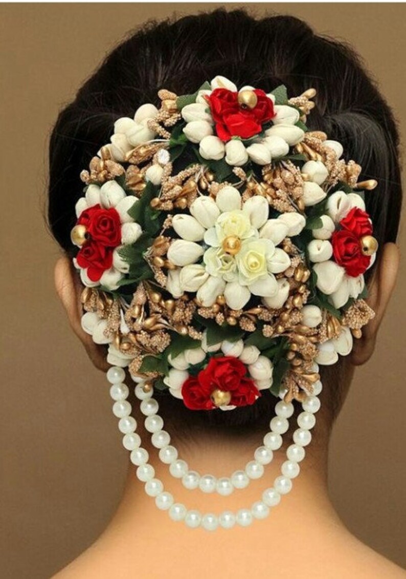 Traditional Indian Hair Accessories Pink Gajra Artificial Etsy