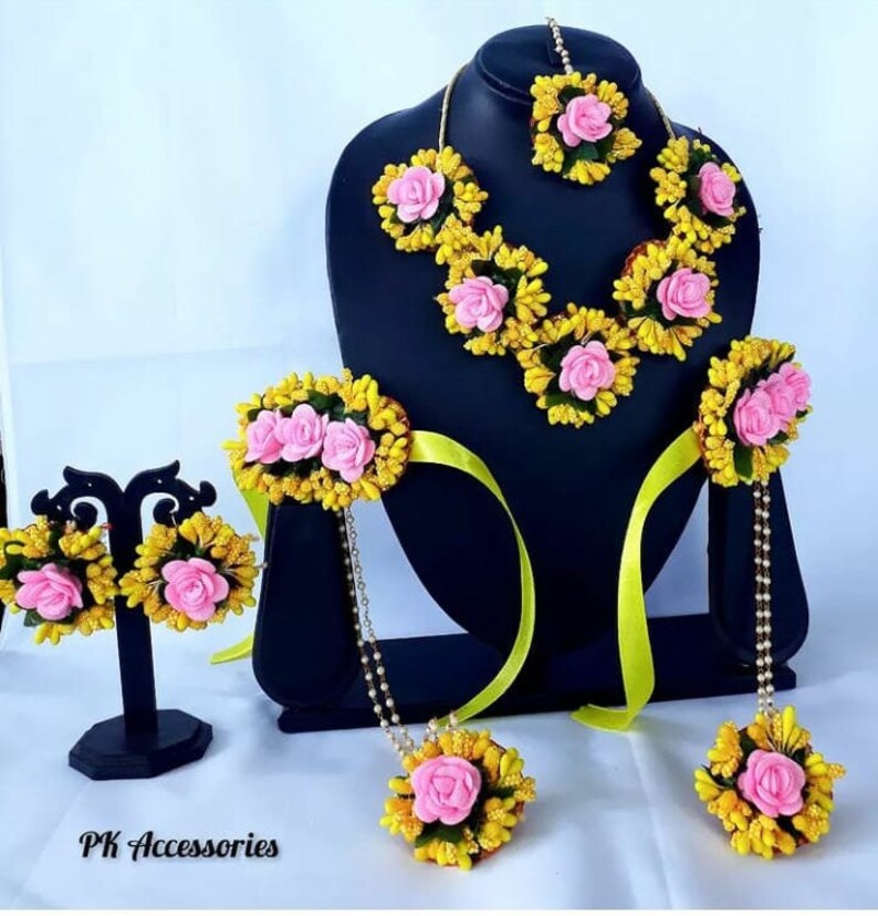 Multicolor Artificial Flower Jewelry Bridal Bridesmaid Floral Etsy