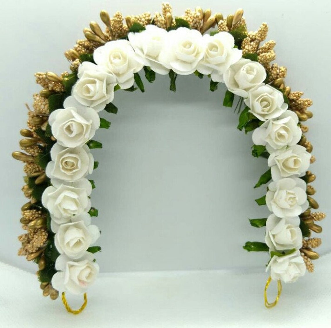 Indian Hair accessories White & Golden Gajra Artificial Flower Etsy