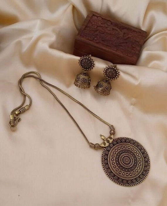 Oxidized Gold Necklace Set for Women 