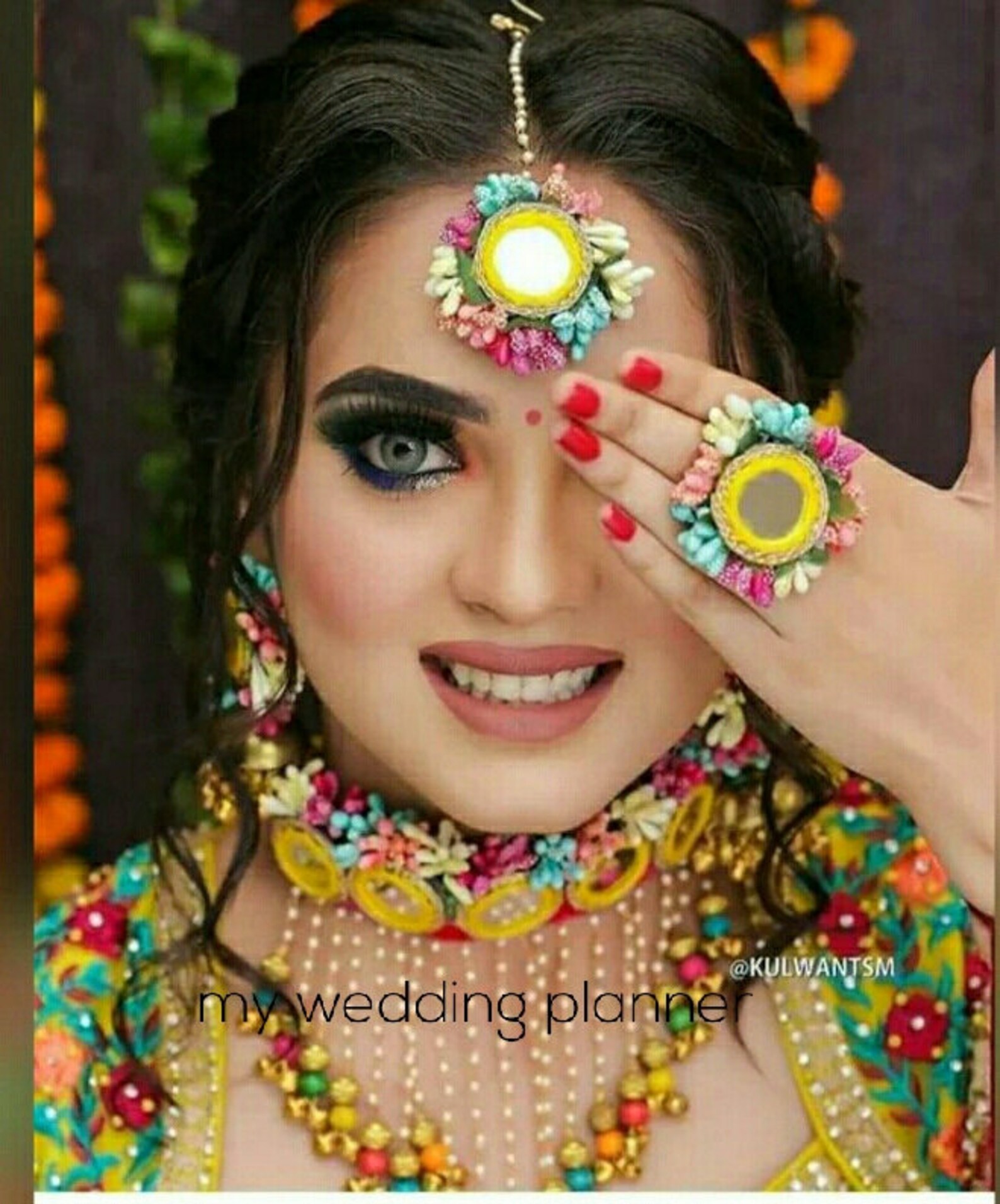 Multicolor Artificial Mirror Flower Jewelry Bridal Bridesmaid Etsy