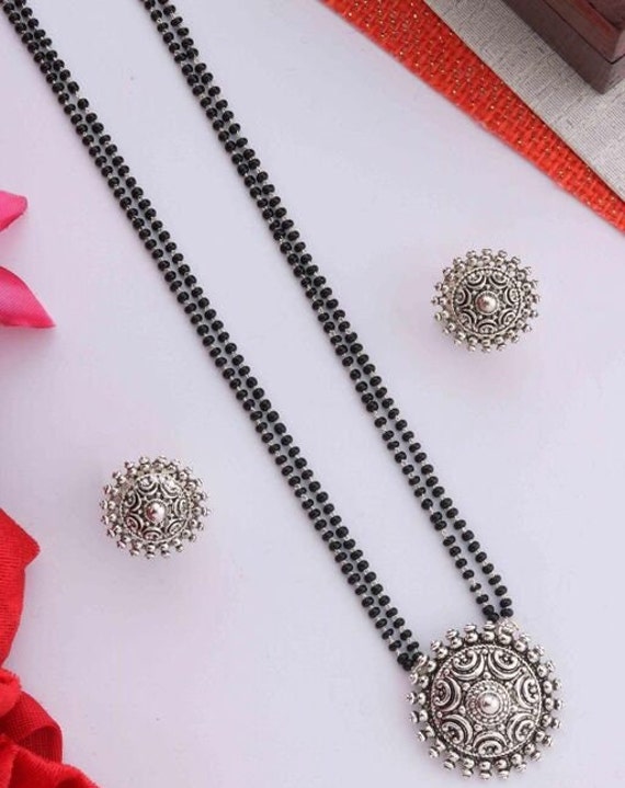 Black Beads Oxidized Silver Mangalsutra 