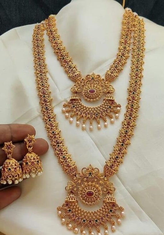 Traditional South Indian Bridal Wedding Wear Gold Plated Combo | Etsy