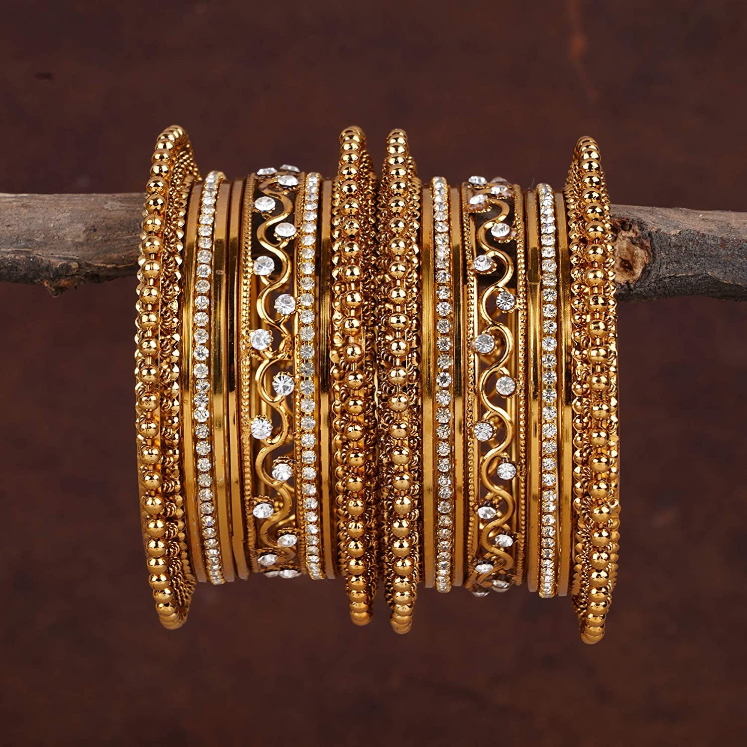 2 Set Combo Indian Fashion Bollywood Gold Silver Oxidized Party Bracelet Bangles 
