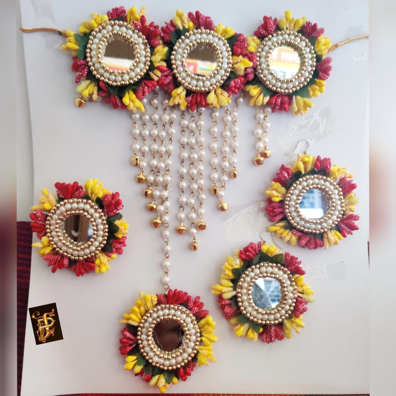 Multicolor Artificial Mirror Flower Jewelry Bridal Bridesmaid Etsy UK