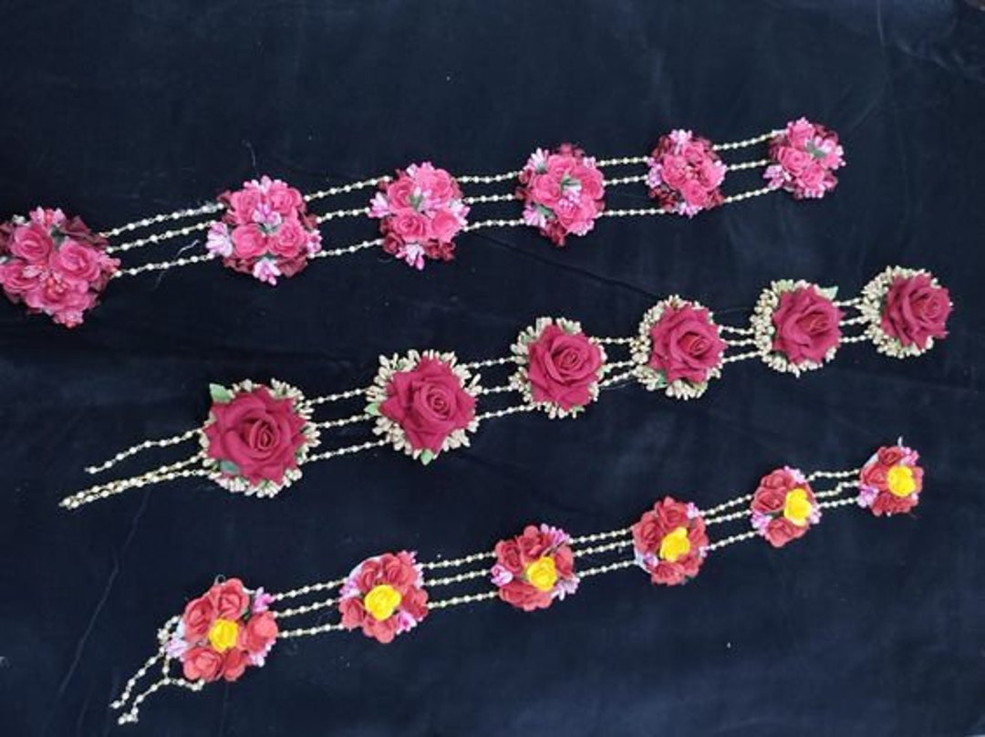 Buy Set of 3 Hand Made Artificial Flower Hair Jada South Indian ...