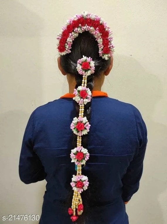 Indian Women Bridal Hair Accessories Set / Gajra Bun /hair - Etsy Indian Women Bridal Hair Accessories Set / Gajra Bun /hair - Etsy