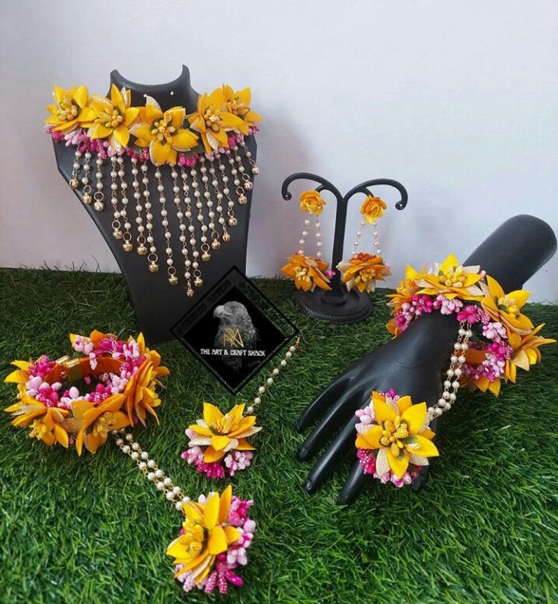 Multicolor Artificial Flower Jewelry Bridal Bridesmaid Floral Etsy