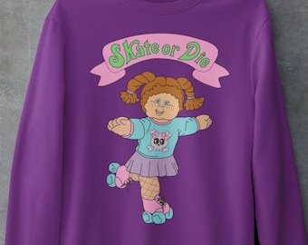 Roller Derby Cabbage Patch Style Unisex Sweater, Retro 90s Skate