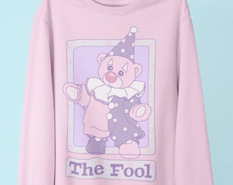 THE FOOL Clowncore Pastel Goth Teddy Bear Sweater - Harajuku Style Version (Plus Sizes Available).