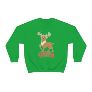 MERRY CRISISMAS Furby Reindeer Ugly Christmas Sweater - Weird Gifts / Funny White Elephant Irish Green