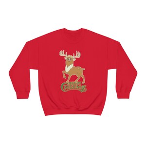 MERRY CRISISMAS Furby Reindeer Ugly Christmas Sweater - Weird Gifts / Funny White Elephant Red