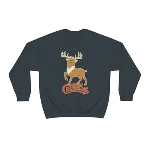 MERRY CRISISMAS Furby Reindeer Ugly Christmas Sweater - Weird Gifts / Funny White Elephant Dark Heather