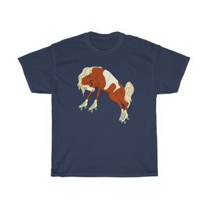 Roller Skate Horse Graphic Tee, Roller Derby Shirt Navy