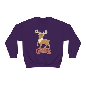 MERRY CRISISMAS Furby Reindeer Ugly Christmas Sweater - Weird Gifts / Funny White Elephant Purple