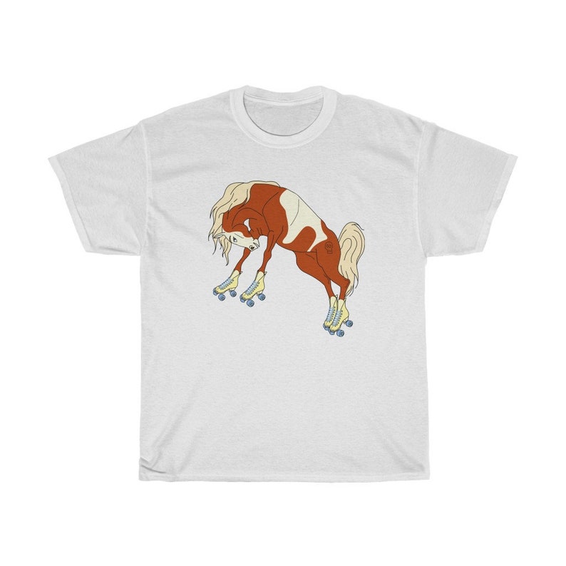 Roller Skate Horse Graphic Tee, Roller Derby Shirt White