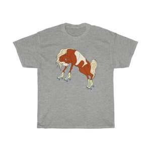 Roller Skate Horse Graphic Tee, Roller Derby Shirt Sport Grey