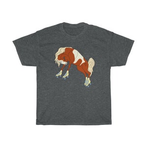 Roller Skate Horse Graphic Tee, Roller Derby Shirt Dark Heather