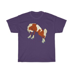 Roller Skate Horse Graphic Tee, Roller Derby Shirt Purple