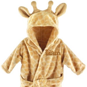 Custom Giraffe Baby Hooded Towel Robe, Personalized Baby Bathrobe, Infant Bathrobe, Name Embroidered Gift, Newborn Gift image 5