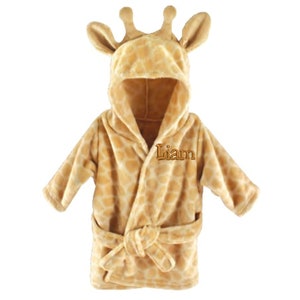 Custom Giraffe Baby Hooded Towel Robe, Personalized Baby Bathrobe, Infant Bathrobe, Name Embroidered Gift, Newborn Gift image 4