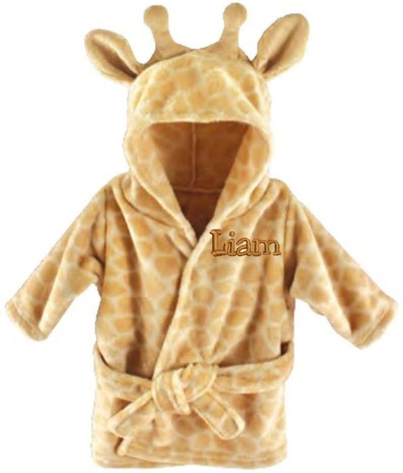 Custom Giraffe Baby Hooded Towel Robe, Personalized Baby Bathrobe, Infant Bathrobe, Name Embroidered Gift, Newborn Gift image 5