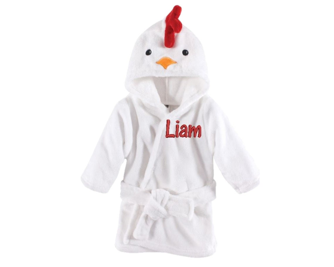 Personalized Baby Bathrobe Hooded Chicken Bathrobe Name Etsy