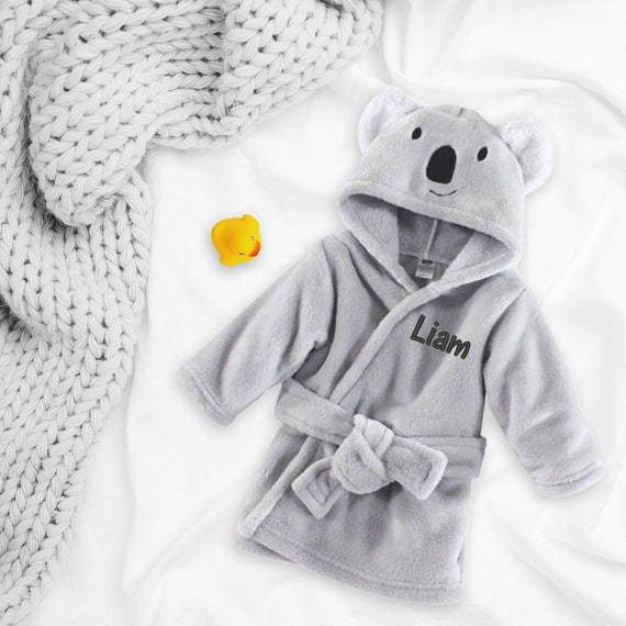Personalized Baby Bathrobe Custom Hooded Koala Bathrobe Etsy